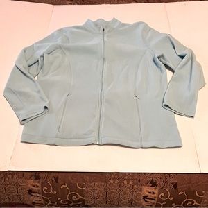 L.L. Bean Women Size XL Baby Blue Fleece Jacket Full Zip Two Pockets Fall Winter